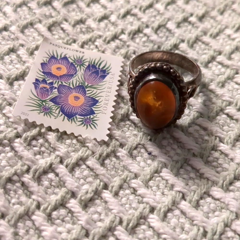 Vintage tigers eye silver ring